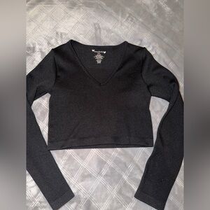 Cotton Candy Black V-Neck Crop Top